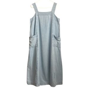 J.Jill Pure Denim Indigo Collection Dress Blue Size M Midi Relaxed Lagenlook NWT